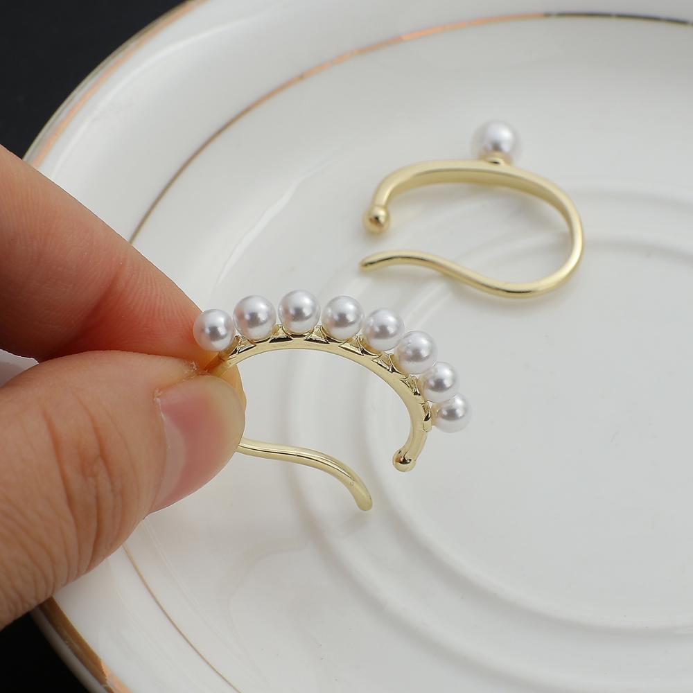Lifefontier-pendientes redondos de perlas de imitación para mujer, aretes pequeños a la , sin Piercing, de joyería para boda