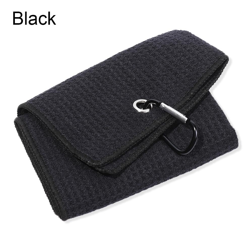 30*50Cm Microfiber Katoenen Handdoek Met Karabijnhaak Reinigt Clubs Golf Ballen Handen Reinigingsdoekjes Water Sport Zwembad accessoires: Black