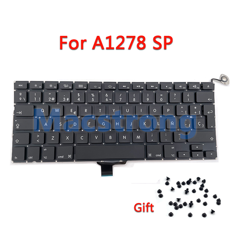 Clavier américain pour MacBook Pro 13 &quot;A1278, avec vis, d&#39;origine, thaïlandais, coréen, danois, italien, russe, royaume-uni, FR, ES