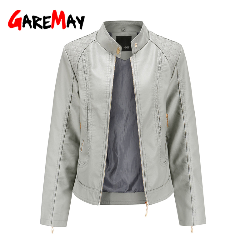 Garemay Faux Leren Jas Vrouwen Lange Mouw Pu Herfst Winter Vrouwelijke Plus Size Korte Leren Jas Voor Vrouwen