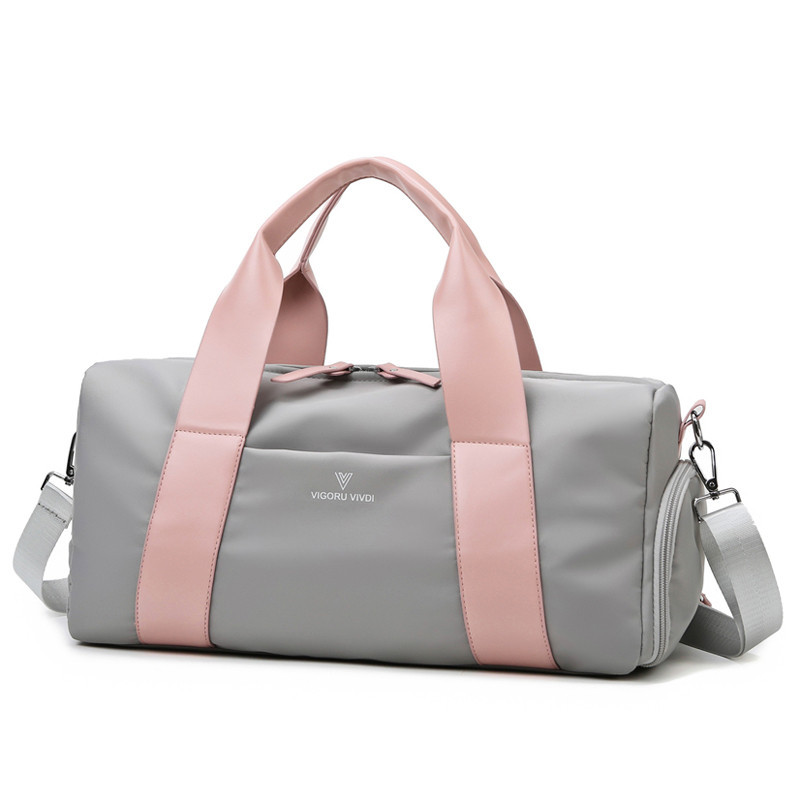 Stijl Sport Gym Handtas Voor Vrouwen Fitness Zwemmen Training Bag Vrouwelijke Tennistas Racket Tas Met Schoenen Pocket: Gray Pink