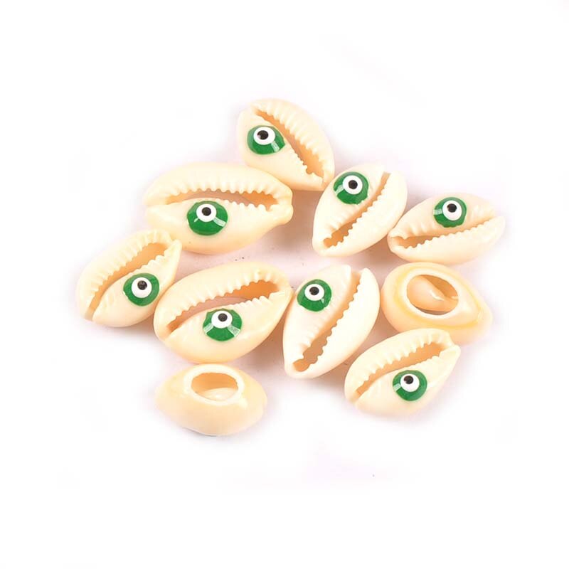 Evil Eyes Conch Shells Beads DIY Scrapbook Craft Natural Seashell For Making Jewelry Bracelet Nautical Home Decorations 10Pcs
