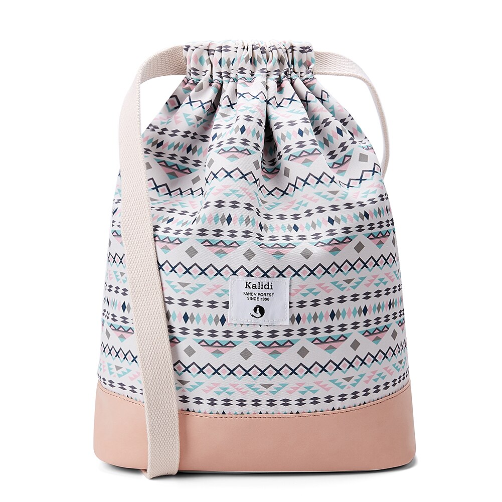 KALIDI Bag Backpack Drawstring Daypack Gymsack Gym Bag Sports Bag for Women &amp; Men with Inner Pocket 11 Liters Travel and City: Pink geometry