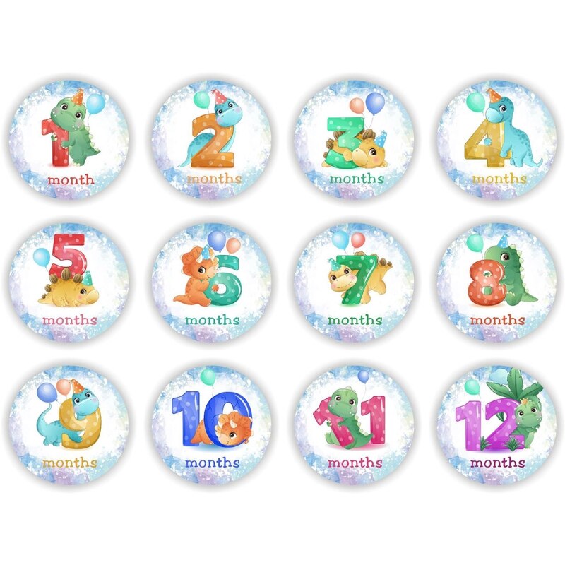 12 Pcs Baby Pregnant Monthly Stickers Memory Recording Milestone Sticker Props: 373