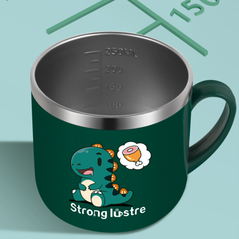 Tasse à lait avec paille pour enfants, en acier inoxydable, avec couvercle, pailles en Silicone réutilisables