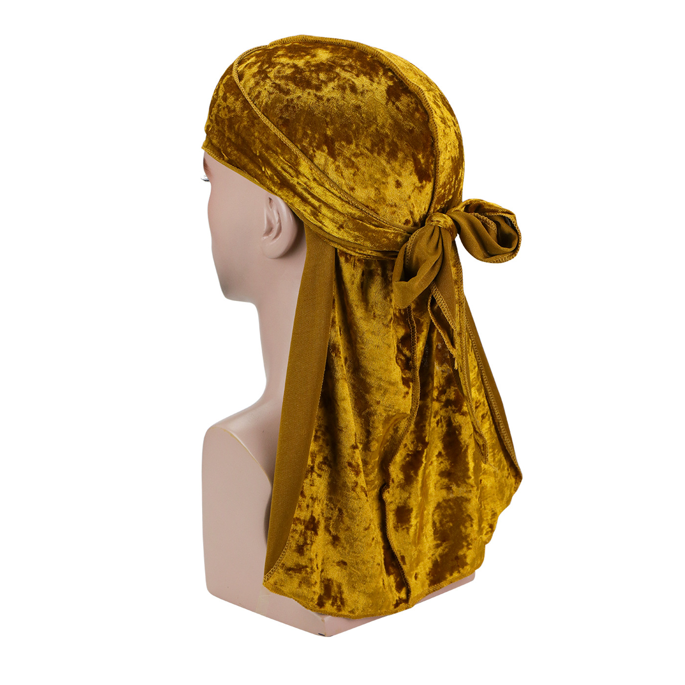 Bandana Durag de terciopelo con diamantes Unisex para hombre, gorro ondulado de cola larga, turbante de trapo Doo elástico para hombre, gorros de Hip-hop: Azul cielo