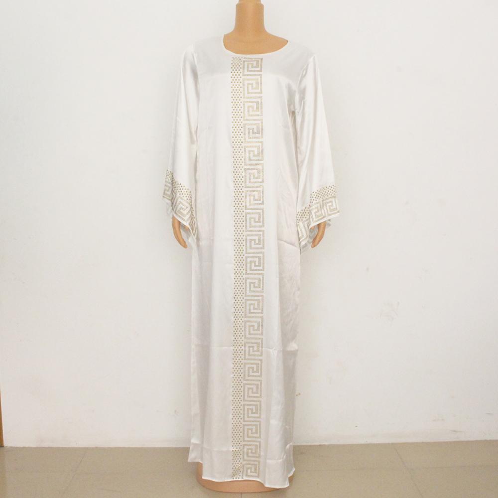 Dashiki Dress Silk Gold diamond Abaya Dubai Maxi Bazin African Vintage Long Sleeve Robe Gowns Africa Sexy Lady Party