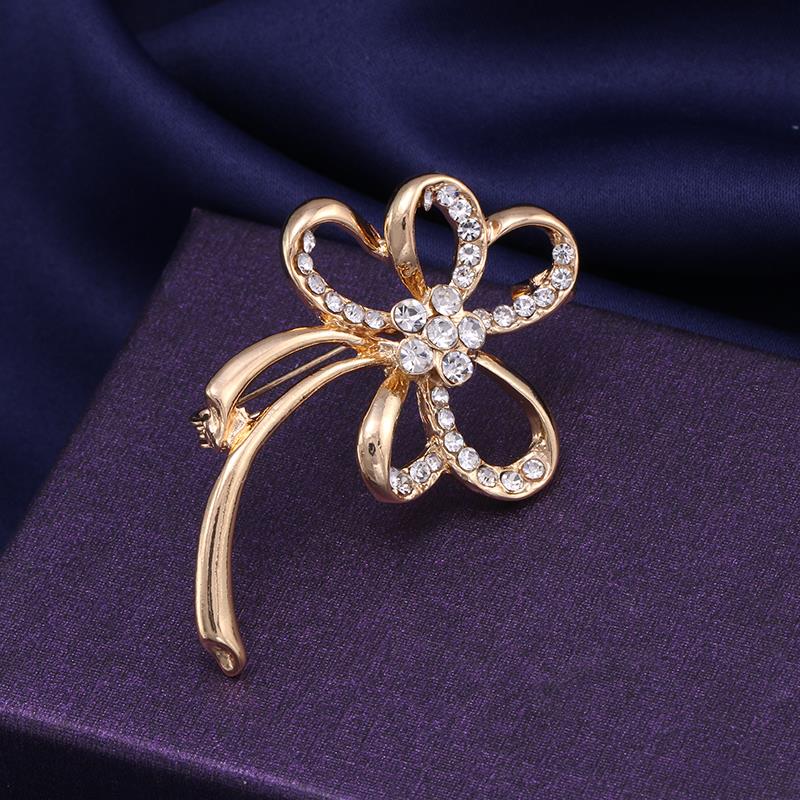 baiduqiandu Pearl & Crystal Booches Pin Charming Bow Butterfly Flower Guitar Women Wedding Bouquet Clothing Dress Accessories: 9121 Gold