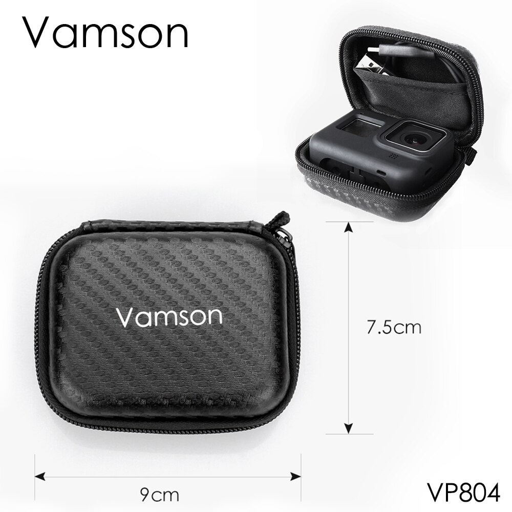 Vamson tilbehør til gopro hero 10 9 8 7 6 5 sort  yi 4k sjcam kamera taske taske lynlås boks opbevaring tilbehør  vp814: Vp804