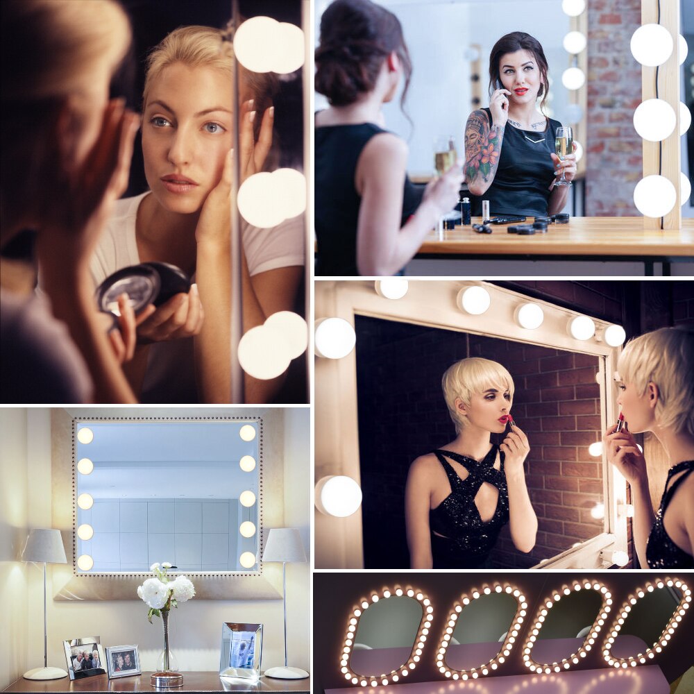 LED Makeup Mirror Light Bulb Hollywood Vanity Wall Lamp Cosmetic Light Adjustable Light Bulb for Dressing Table