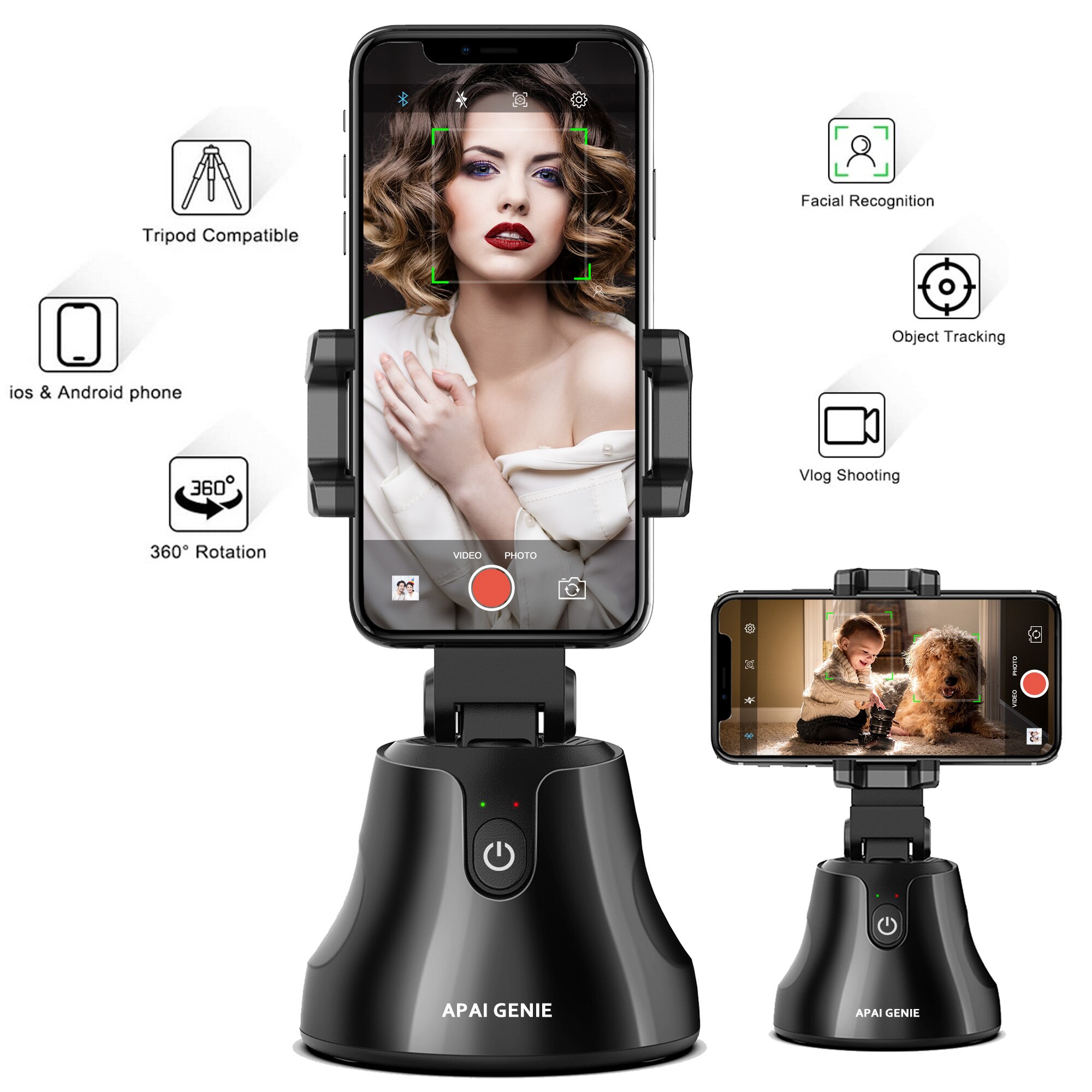 APAI Genie Gesicht Verfolgung Kamera Clever Schießen Selfie Stock 360 ° Drehung Objekt Verfolgung Halfter Gimbal für Vlog Video Rekord