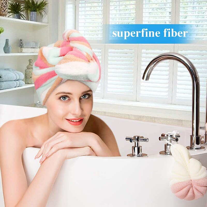 2pc mikrofiberhårhanddukar för kvinnor lockigt hår spa turban snabbtorkande handduk badduschmössa snabbtorkande handduk för huvudet