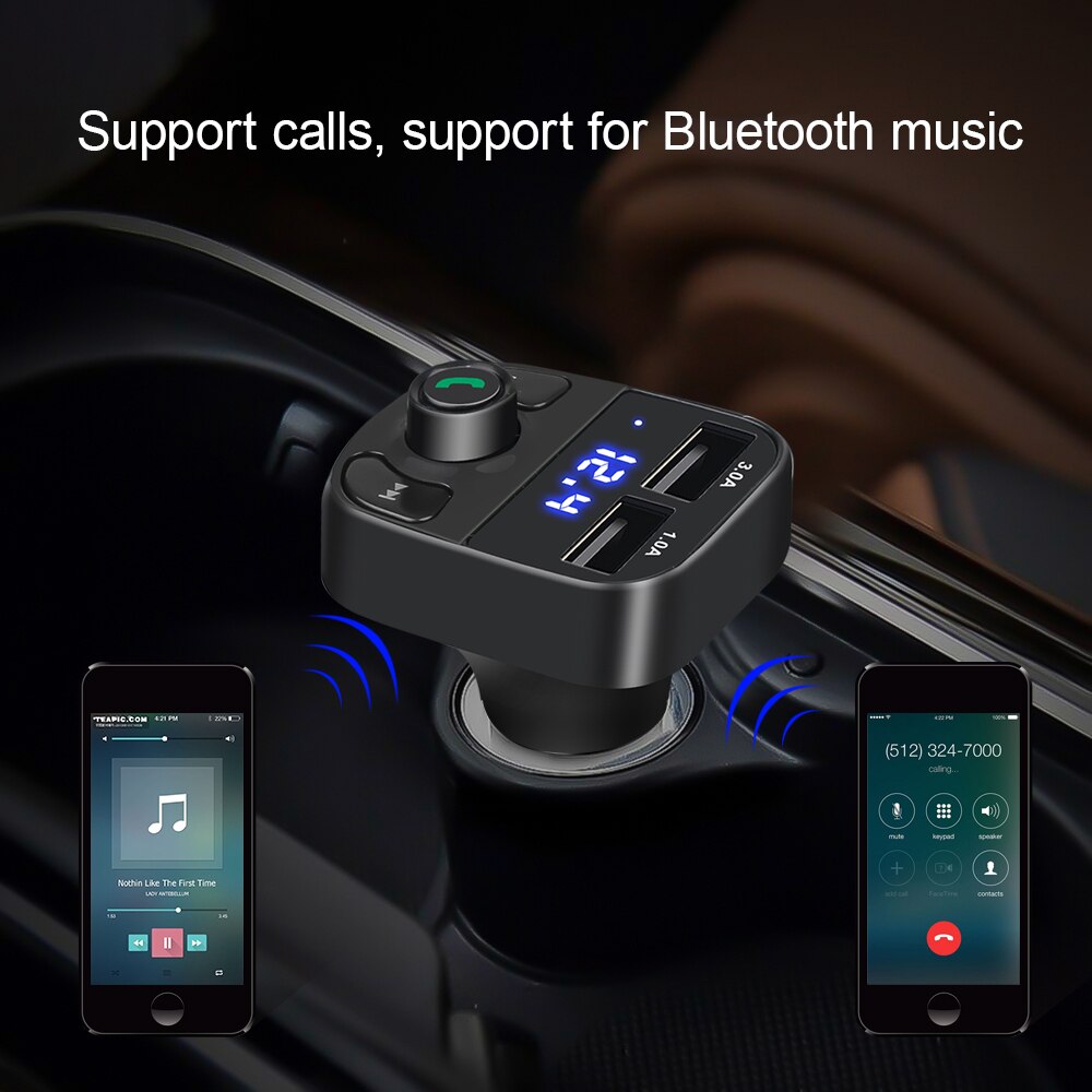 Kebidu Led Screen Bluetooth Draadloze MP3 Zender Dual Usb 3.0A Autolader Fm Tf Handsfree Auto Snelle Oplader Voor Smart telefoon