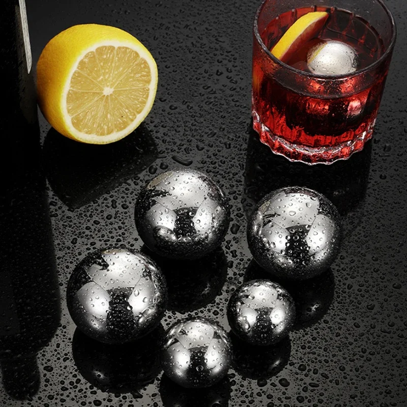 2 szt. Duże kamienie robić Whisky okrągłe lodowa kulka ze stali nierdzewnej chłodziarka robić napojów wielokrotnego użytku robić piwa wina kawa akcesoria barowe klasy spożywczej