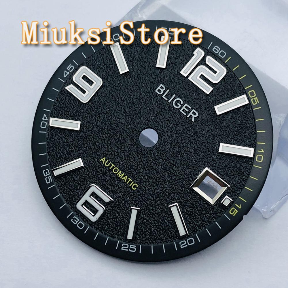 Bliger 1 Pcs 31.5 Mm Steriele Wijzerplaat Fit Eta 2836 2824 DG2813 3804 Miyota 8215 821A 8205 Zeemeeuw 1612 Automatische Beweging: 3 Black with logo