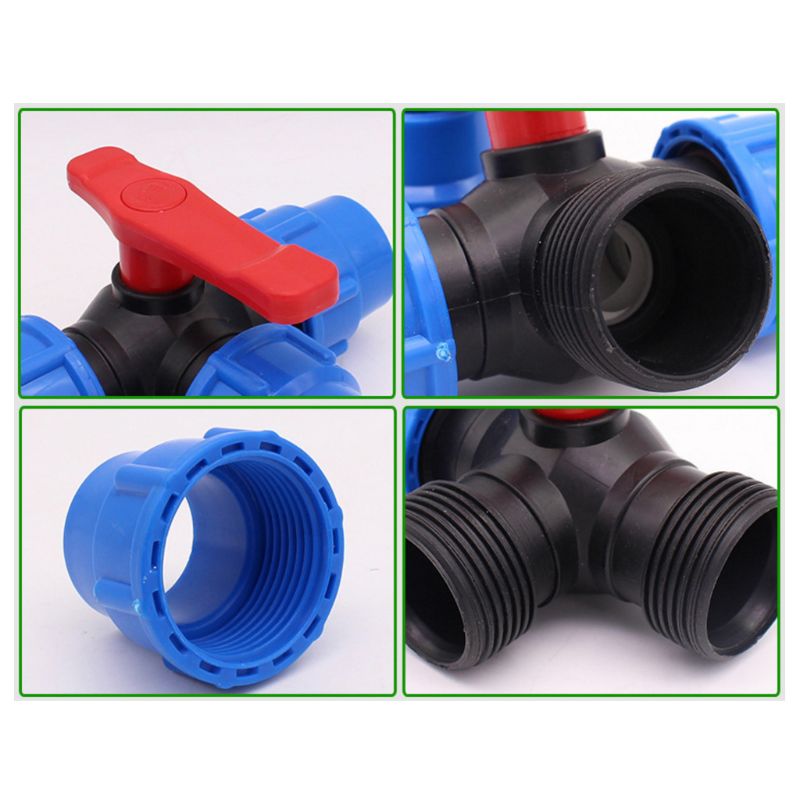 PE three-way quick connect valve plastic valve T-type valve inner diameter 20/25/32mm quick connect plastic three-way valve