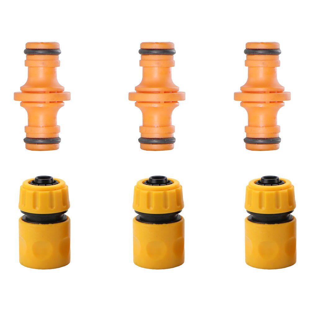 6PCS Garden ABS Quick Hose Connector 1/2" Double Male Coupling Joint Adapter Extender Set for Hose Pipe Tube Water Guns Fitting: Dx6PCS