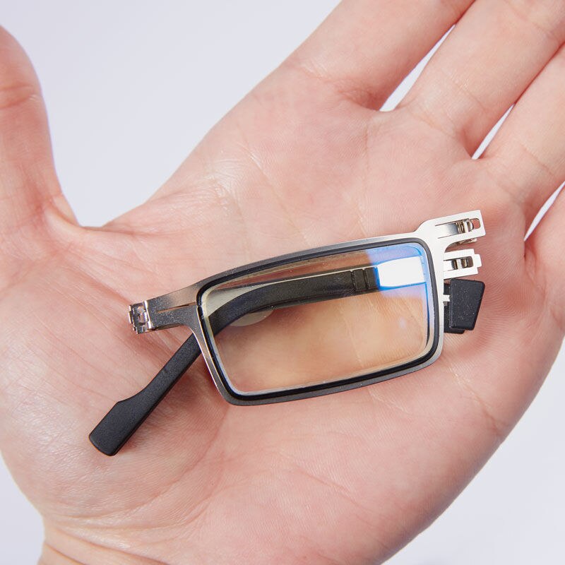 Opvouwbare Ultra Dunne Leesbril Voor Mannen Vrouwen Anti-Blauw Licht Brillen Metalen Ronde Frame Leesbril + 1.0 Tot + 3.0