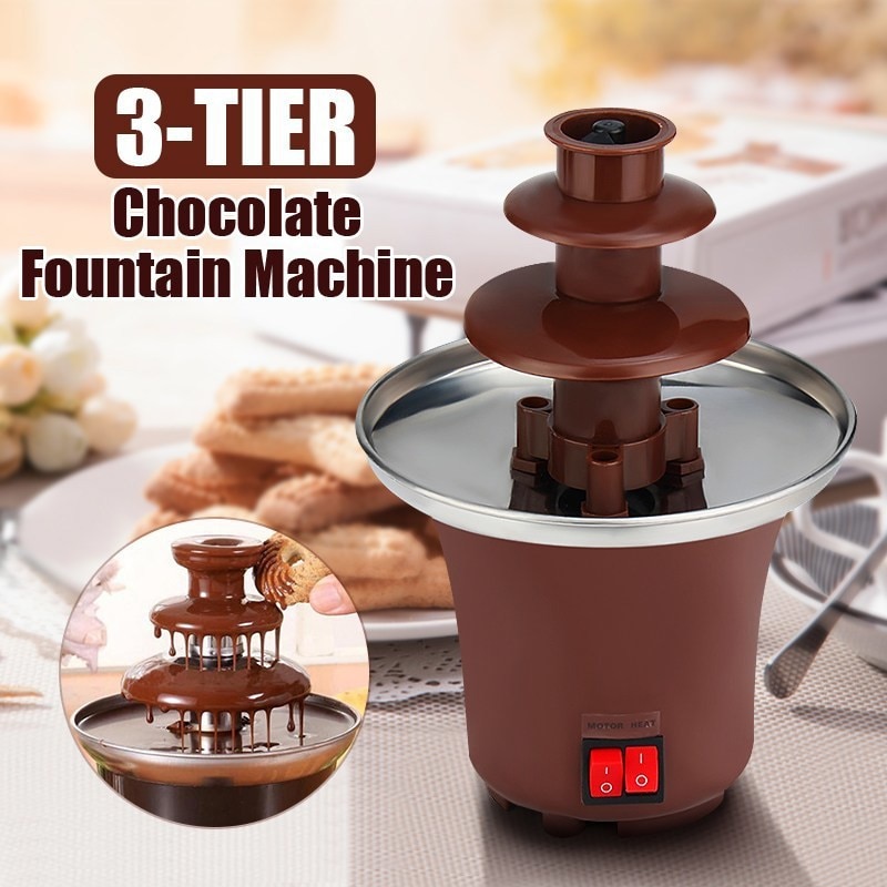 Mini Chocolade Fontein Drie Lagen Creatieve Chocolade Melt Met Verwarming Fondue Machine Diy Melt Waterval Pot