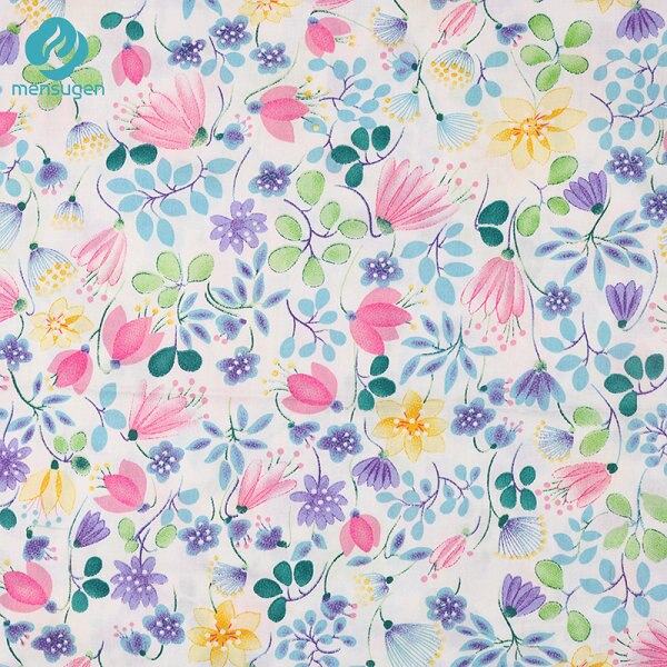 Flores De Colores De Lunares Tela De Algod n Por Vicedeal