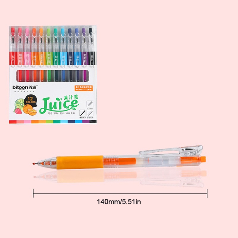 OOTDTY 12 Pcs Retractable Candy Color Gel Pen Refillable Gel Pen 0.5mm Universal Refill Jelly Pen Set for student Children