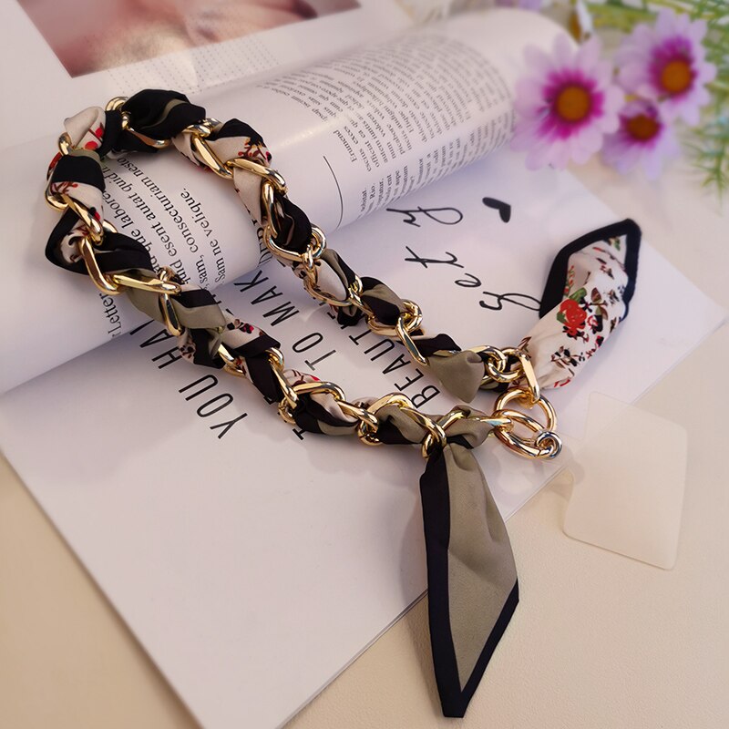 Leopard Print Silk Scarf Chain Hand Lanyard Plush Strap Mobile Phone Wrist Strap Anti-lost Lanyard Strap bag Anti-lost Lanyard: 01