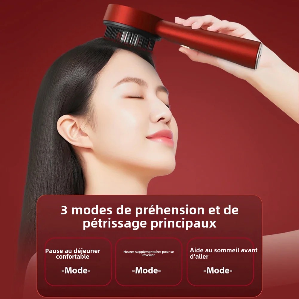 Peigne de Massage électrique à tête vibrante à lumière rouge, applicateur d'huile, brosse nourrissante pour le cuir chevelu, Anti-perte de cheveux