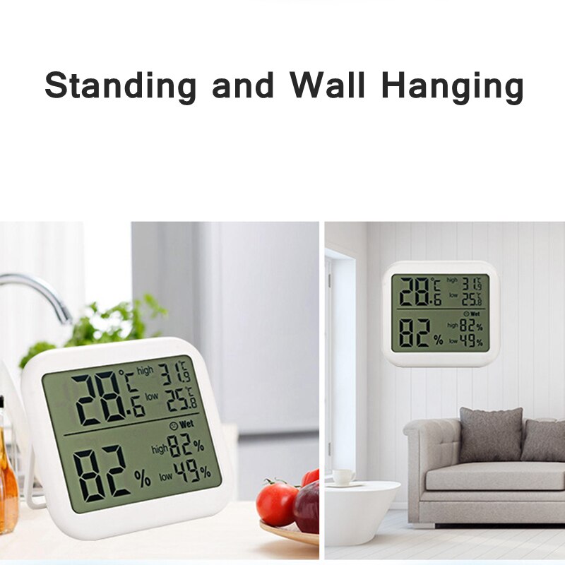 Indoor Thermometer Hygrometer C/F High Low Temperature Humidity Monitor -10~50degree Dry Com Wet Indicate