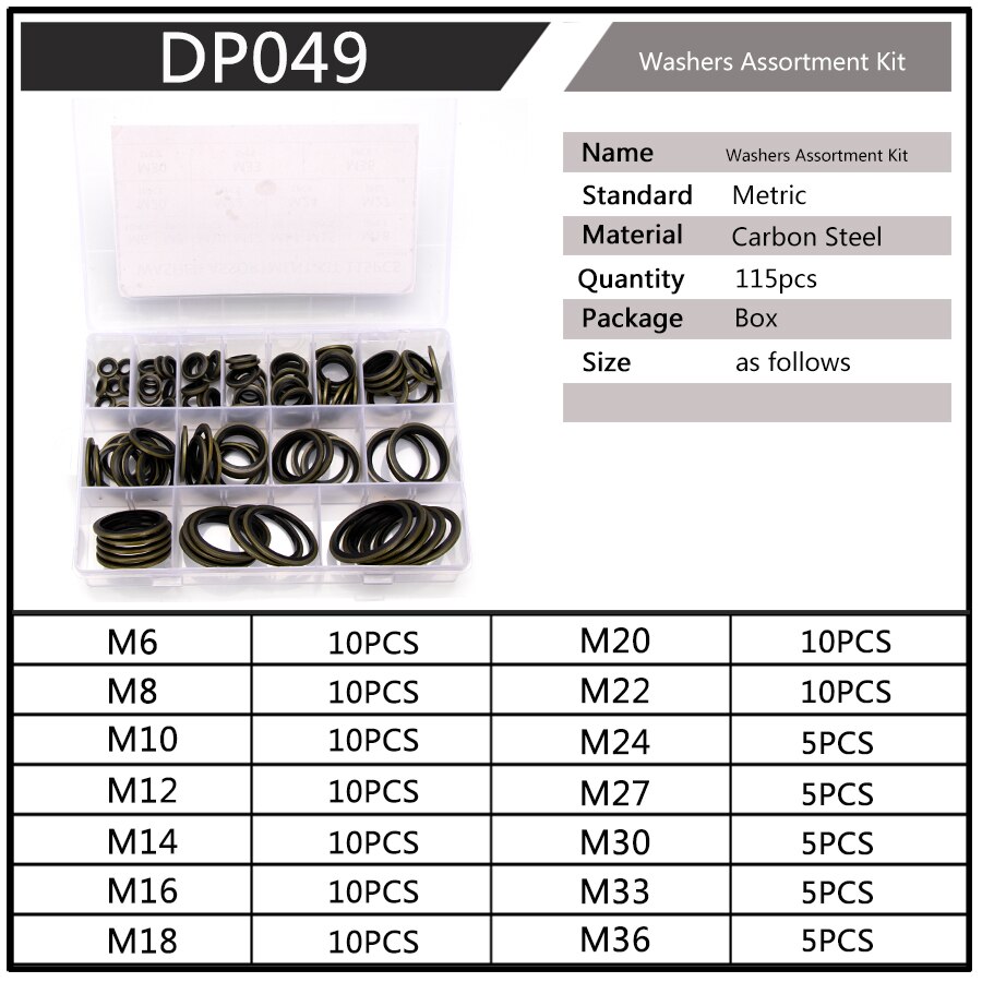100 stücke-162 stücke Hochdruck Dichtung Unterlegscheibe O-Ring Buchse M6 M8 M10 M12 M14 M16 m18 M20 M22 M24 M27 M30 Dichtung Ersatz Bausatz S27: M636DP049 x1
