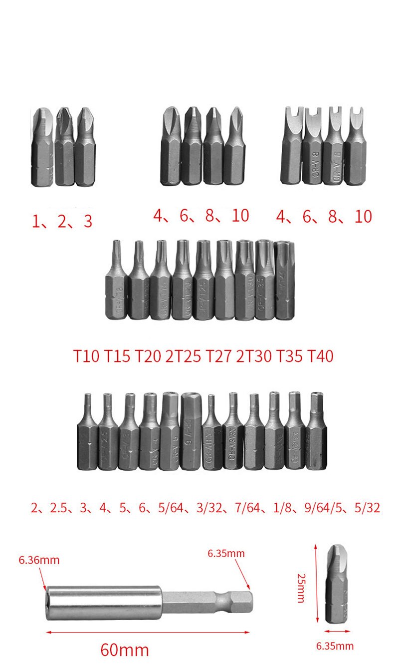 Security Tamper Proof Bit Set 33pc Torq Torx Hex Star Spanner Tri Wing Screwdriv Magnetic Holder