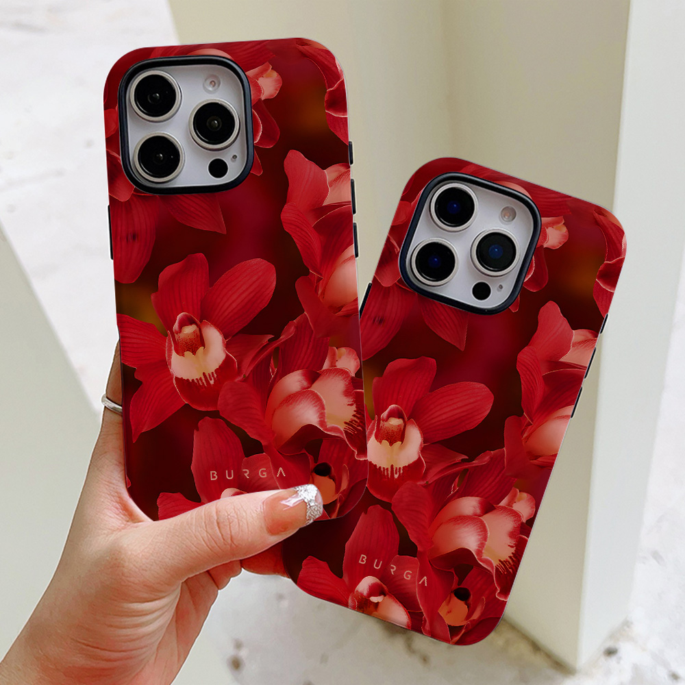 BURGA luxury- Pink flower picture Phone Case for IPhone 16 15 14 13 12 11 Pro Max Plus Luxury Double-layer Back Cover