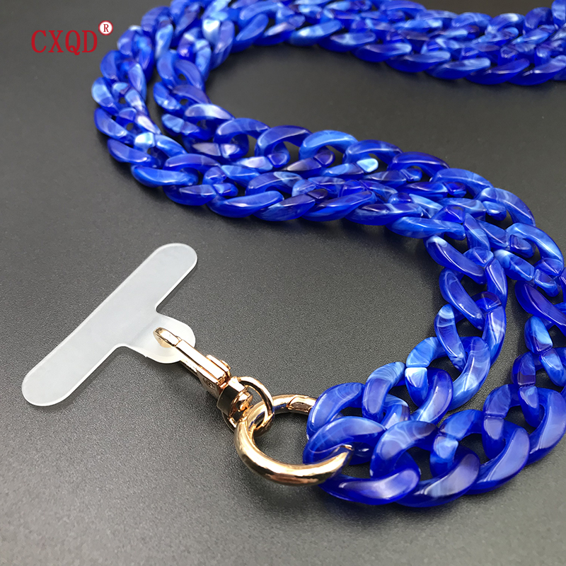 Cordón de teléfono antipérdida con biselado de 120cm, correa para el cuello, cadena acrílica portátil colorida para teléfono móvil, accesorios, al aire libre: Color amarillo claro