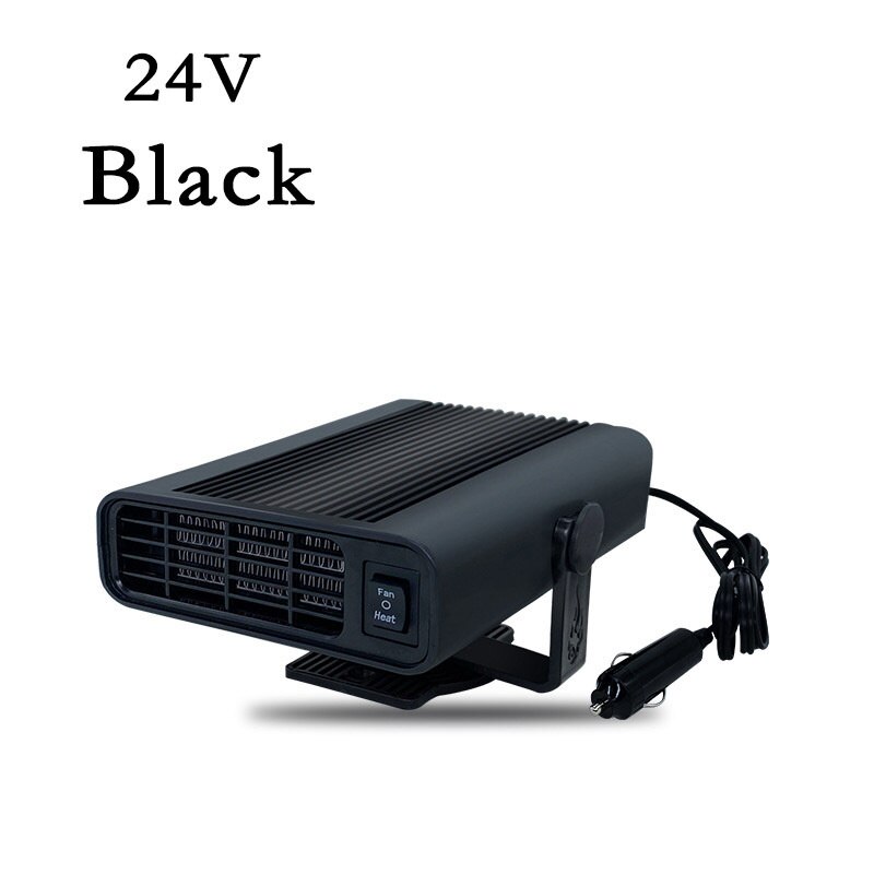 12V/24V Car Heater 500W Portable 360 Degree Adjustable Electric Heater Cooling Fan Air Purifier Windscreen Defogging Defroster: Black 24v