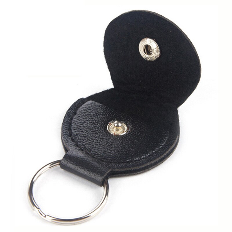 1Pcs Leather & Metal Picks Houder Plectrums Bag Case Sleutel Hangen Gesp Mode Man Lederen Sleutelhanger Guita Cool