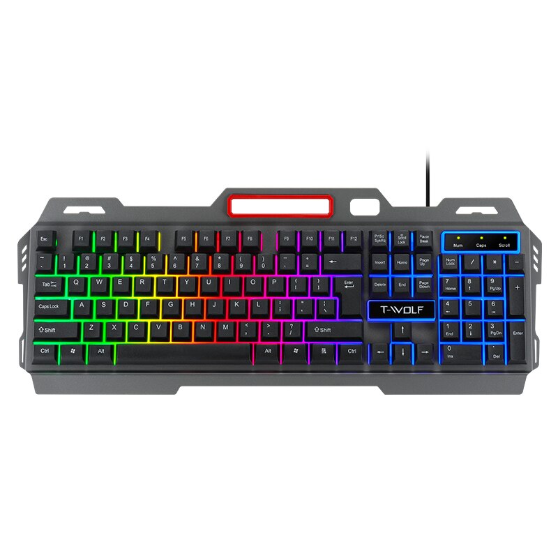 Gaming Keyboard And Mouse Wired Set Rainbow Backlit Gaming Computer Waterproof EN Keyboards For Gaming Computer PC Laptop: T16-Keyboard