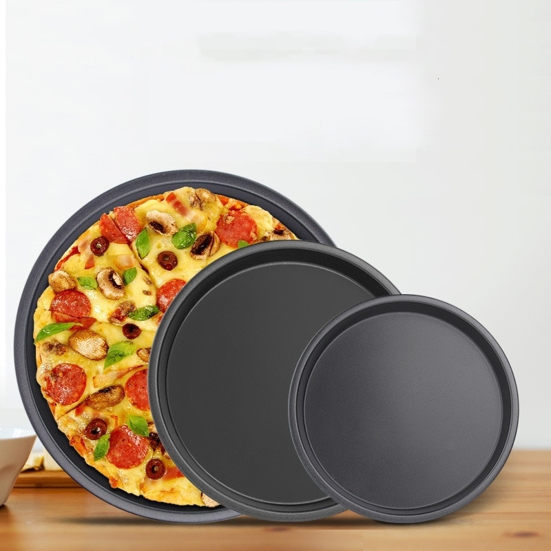 Pizza værktøj bageværktøj sort non stick pizza plade kulstofstål pizza form bakeware køkken, spisestue & bar pizza sten