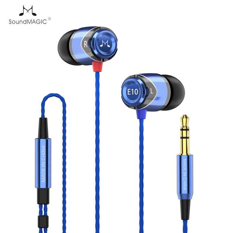 SoundMAGIC-auriculares intrauditivos E10 con cable, estéreo HiFi de graves potentes: Black-Blue