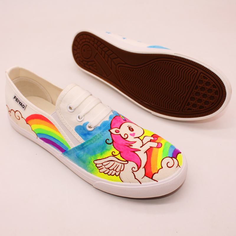 Nieuws lichtgevende canvas schoenen voor dames, handbeschilderd, instappers, glow in dark schoenen, persoonlijkheid, straatpat, wit, grote maat