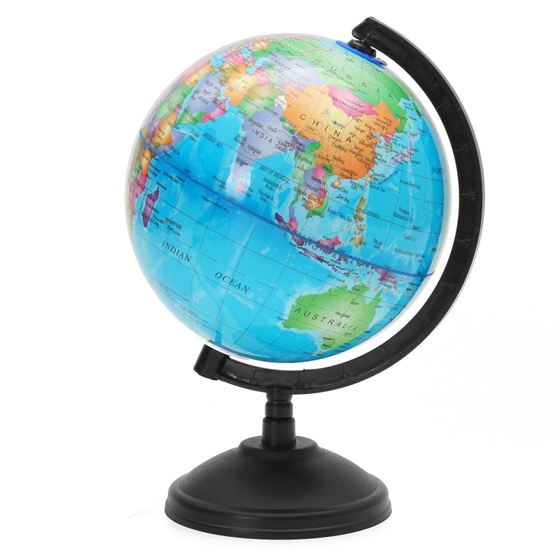 14CM LED Light World Earth Globe Map Geography Educational Toy With Stand Home Office Ideal Miniatures Office Gadgets
