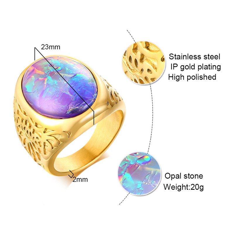 Håndlavet mænds ring multi fire etiopisk opal ring naturlig etiopisk opal ring i guld farve oktober birthstone