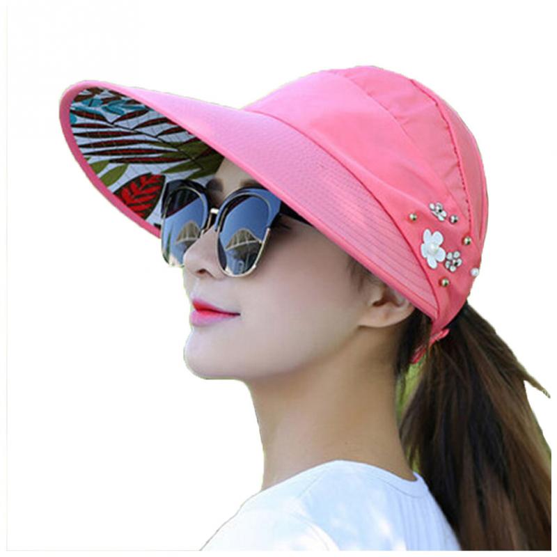 Kvinder foldbar solhat strand uv-bevis hat sommer bred skyggehætte med 7 farver til valg anti-uv hat  #137