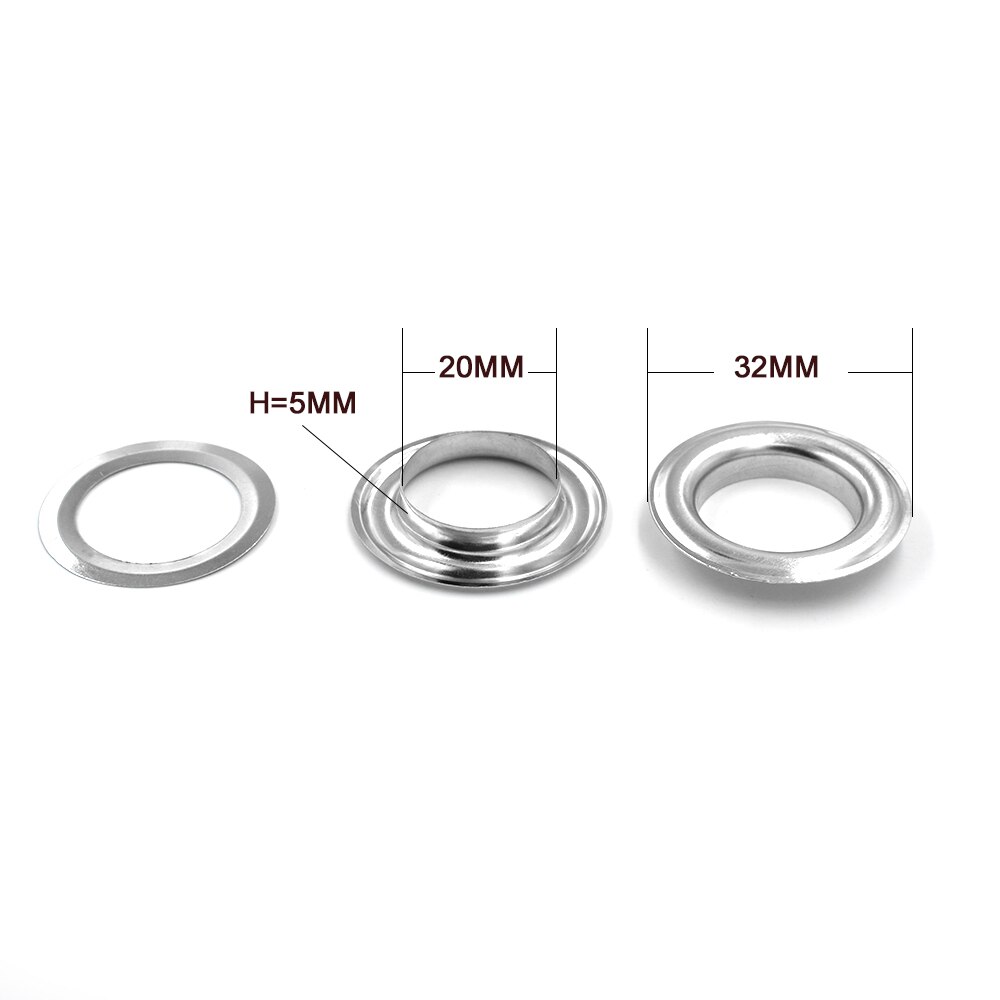 (50 set/lote) diámetro interior 20 mm poros de Metal ojales ropa y accesorios ojales anillos remaches tela de sombra ventilación