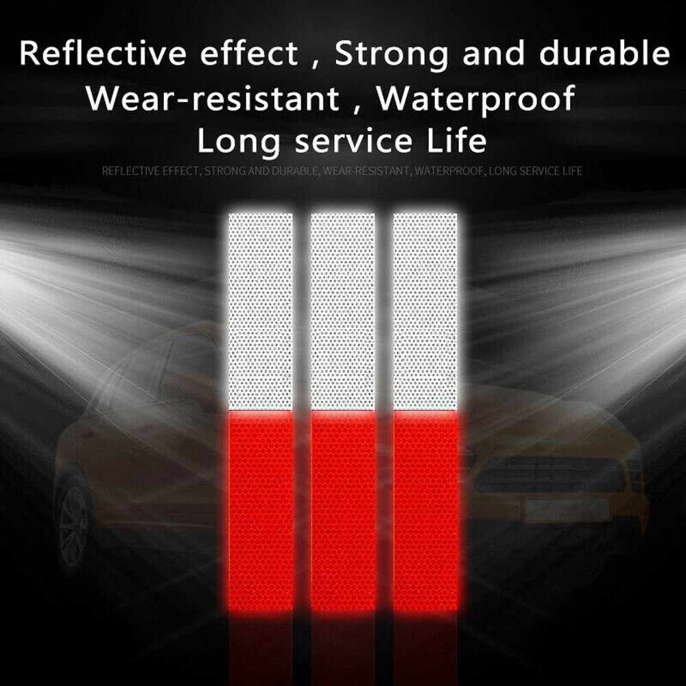 Set Reflective Stickers Car Truck 10Pcs Accessories Exterior White+Red