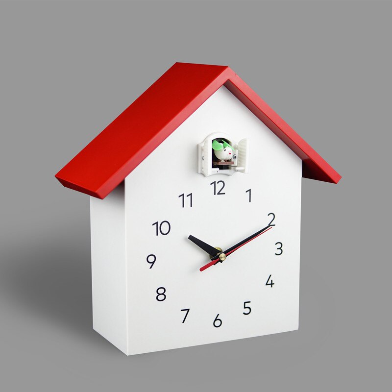 Cuckoo Quartz Wall Clock Modern Bird Hanging Watch Decoration Alarm Clocks Home Living Room Red