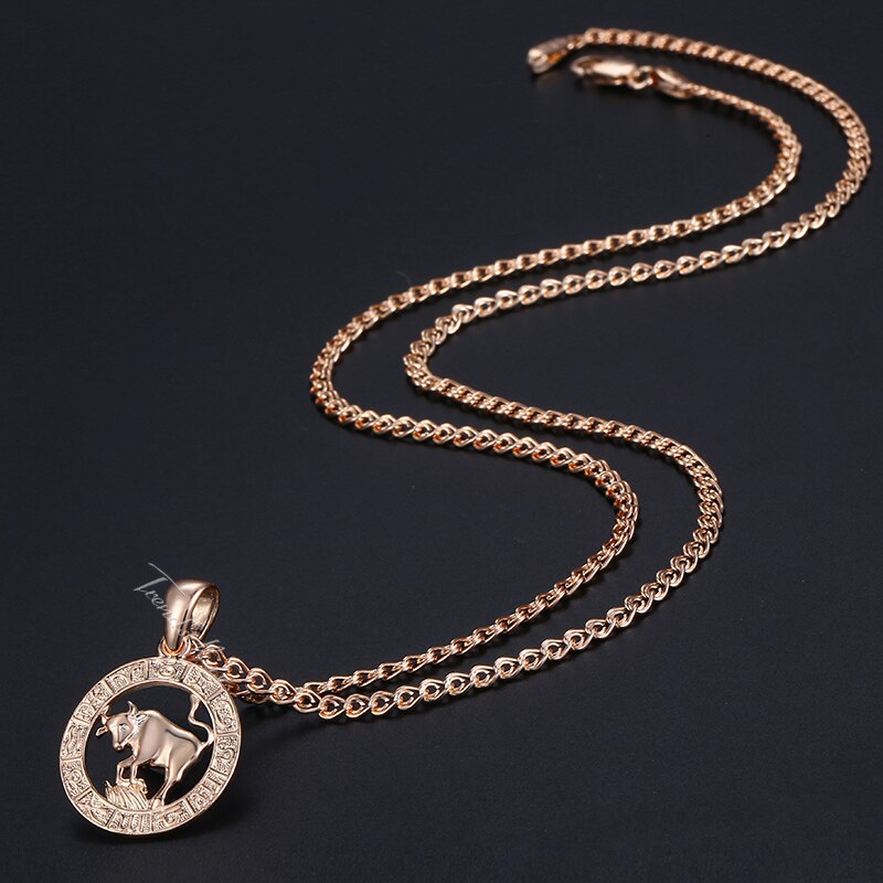 Womens Taurus Pendant Necklace Gold Zodiac Sign Constellation Pendant For Woman Jewelry HGP358