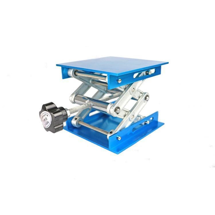 Lab Lifting Platform Stand Adjustable Corrosion Resistance Blue Electroplated Aluminum Rack Scissor Jack Lifter 100x100mm