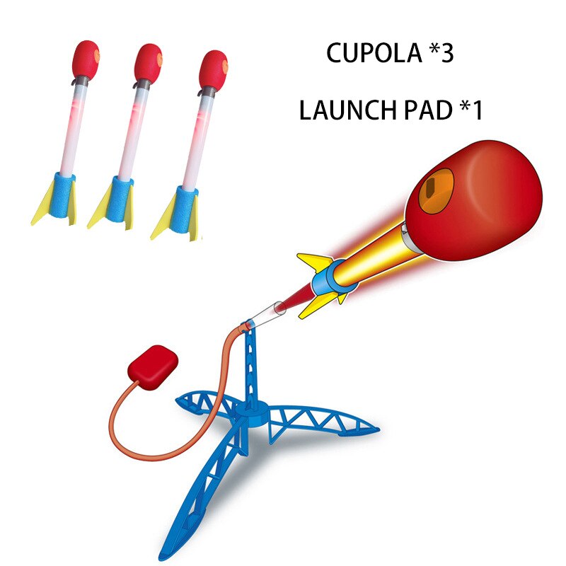 Children&#39;s Rocket Launcher Pneumatic Pedal Launch Rocket ToyOutdoor Flash Light Interactive Toy Birthday GiftChildren Sports Toy: Cupola with lights