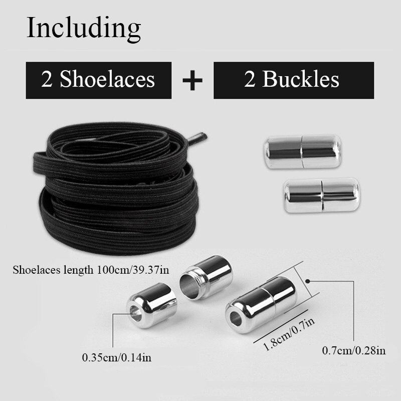 1 paar veters zonder strik, platte elastische veters, kindersneakers voor volwassenen, veters, snelle, luie veters, schoenveters met metalen capsulegesp