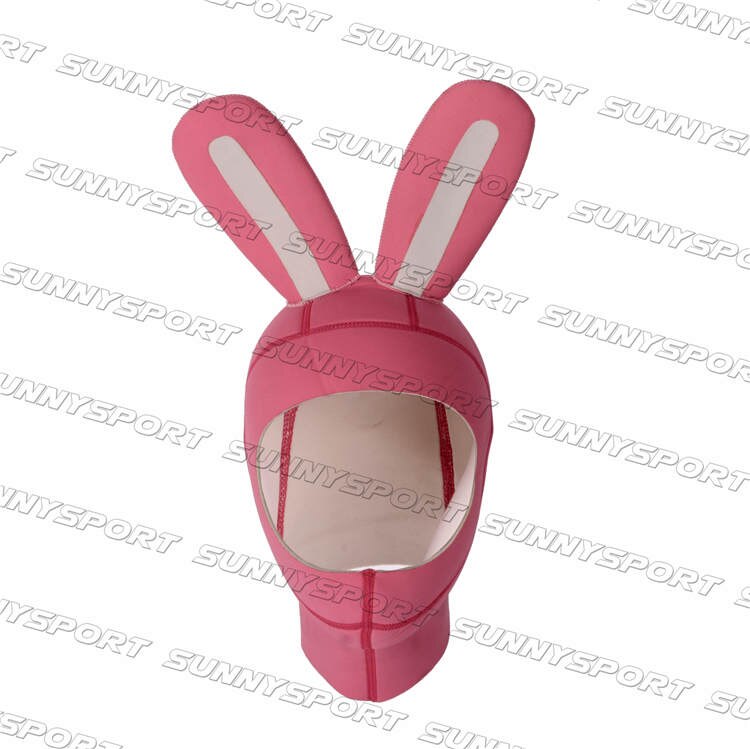 4mm rabbit cartoon submersible wigs submersible cap pink white female Cartoon diving cap hood Adult children scuba diving cap: Pink