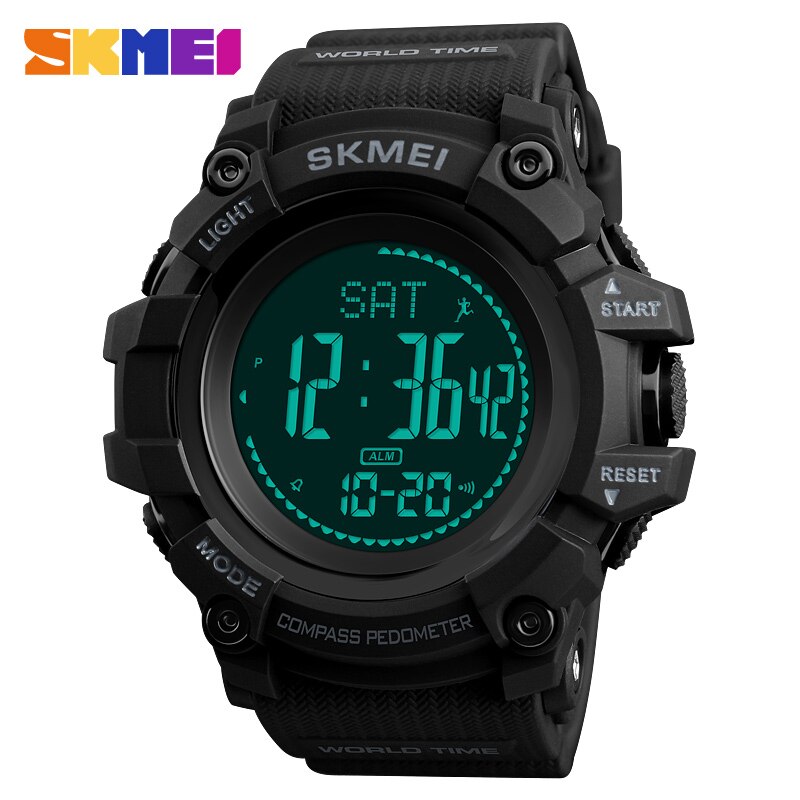 Hommes sport montres heures podomètre Calories montre numérique hommes altimètre baromètre boussole thermomètre météo Relojes SKMEI: Black